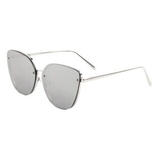 Sunglasses‎ Women Silver Mirror Reflective Lens Metal Cat Eye Frame Trendy Beach
